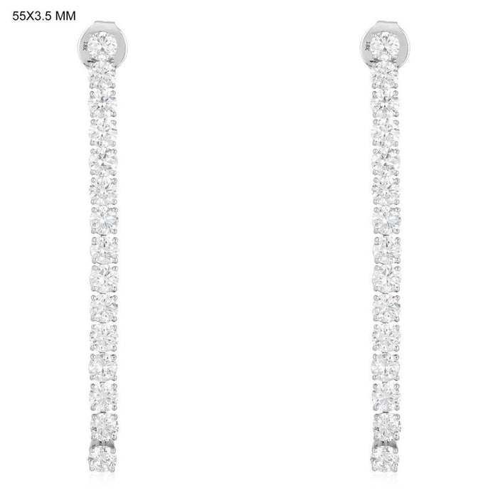 Eternity Line Diamond Drop Earrings in 18K White Gold