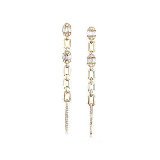 Tear Danglers Diamond Drop Earrings in 14K Yellow Gold