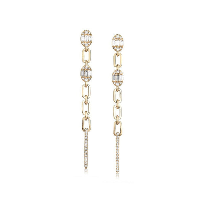 Tear Danglers 14K (or 18k upon request) Yellow Gold Diamond Drop Earrings