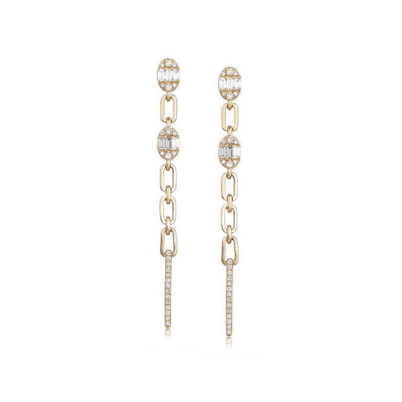 Tear Danglers Diamond Drop Earrings in 14K Yellow Gold