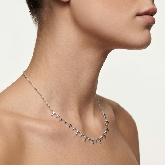 Gleam Diamond Station Necklace in 14K White Gold