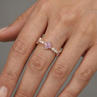 Floral Pink Sapphire & Diamond 14K Gold Ring