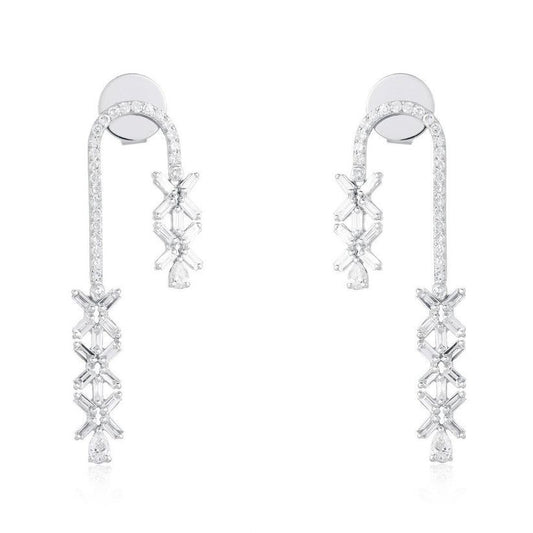 Diamond Cascade Loop Drop Earrings in 14K Yellow Gold