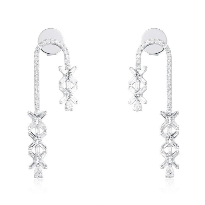 Diamond Cascade Loop Drop Earrings in 14K Yellow Gold