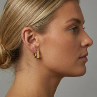 Polished Rectangular Gold Hoop Earrings in 14K Yellow Gold
