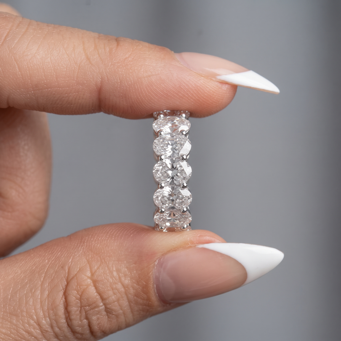 Oval Diamonds 14K White Gold Accent Eternity Band Ring