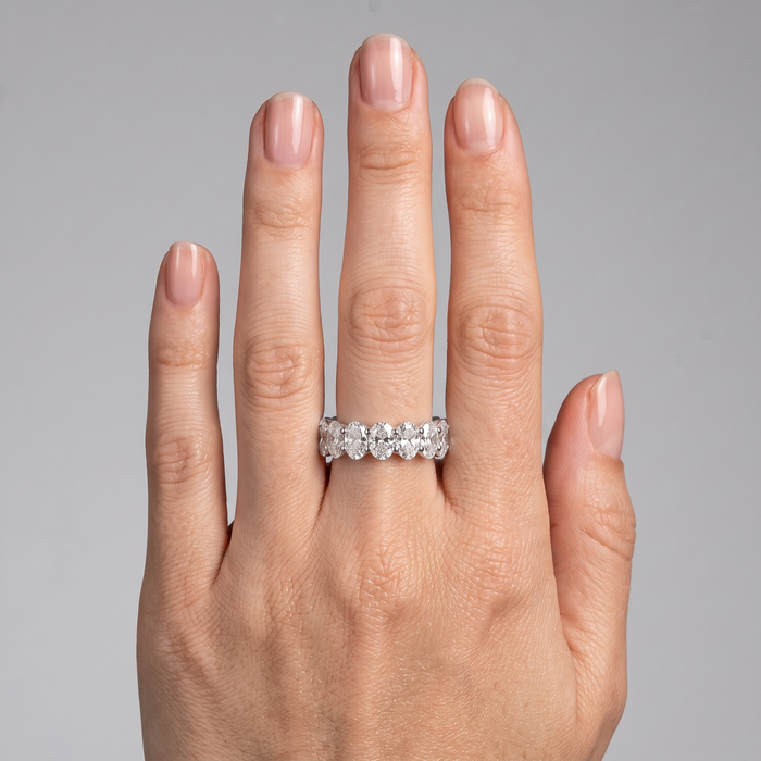 Oval Diamonds 14K White Gold Accent Eternity Band Ring