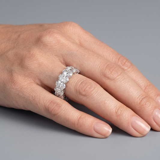 Oval Diamonds 14K White Gold Accent Eternity Band Ring