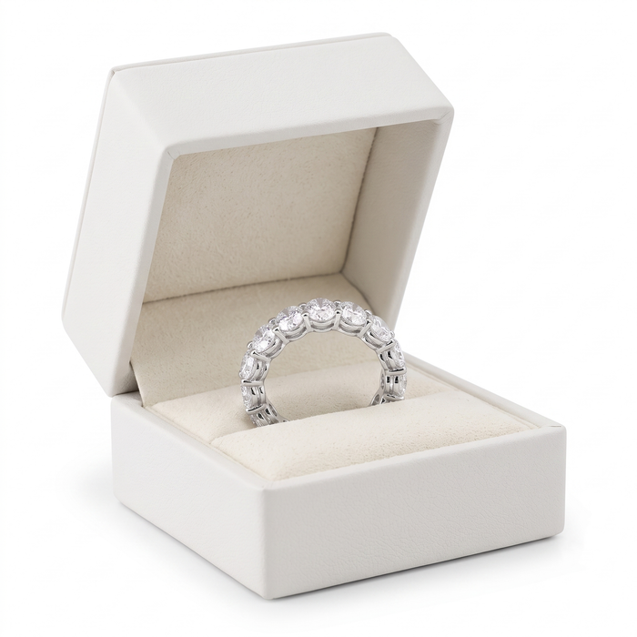 Oval Diamonds 14K White Gold Accent Eternity Band Ring