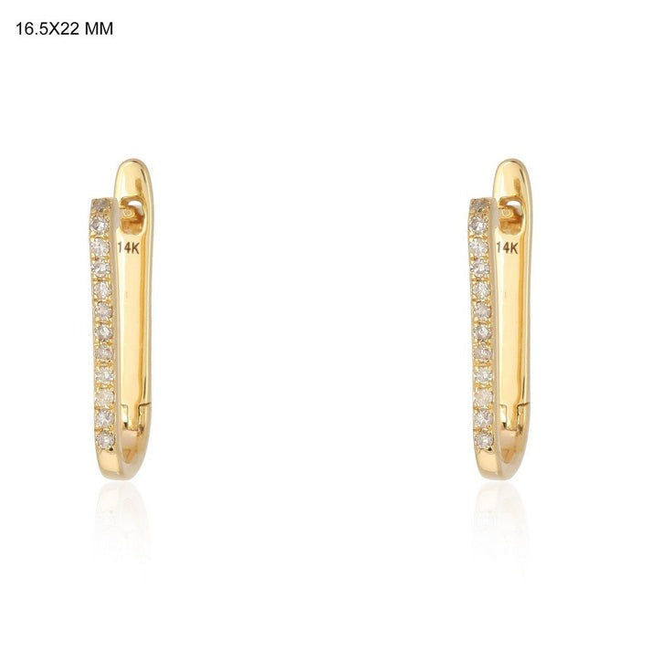 Sleek Row Diamond Huggie Earrings in 14K Yellow Gold