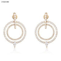 Diamond Serenity Halo Drop Earrings in 14K Yellow Gold