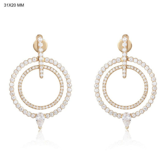 Diamond Serenity Halo Drop Earrings in 14K Yellow Gold