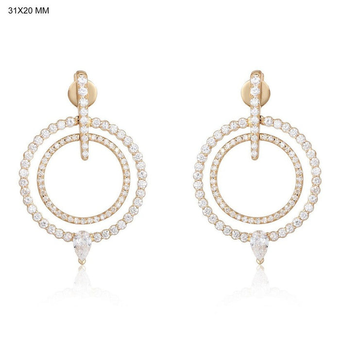 Diamond Serenity Halo Drop Earrings in 14K Yellow Gold