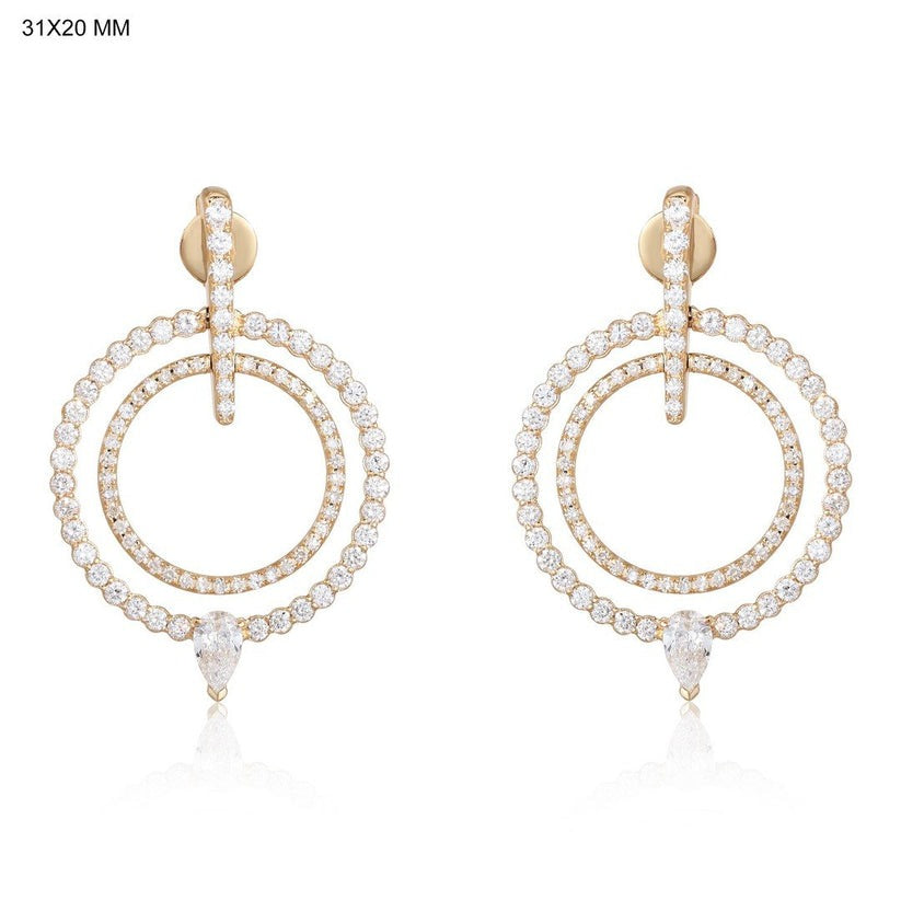 Diamond Serenity Halo Drop Earrings in 14K Yellow Gold