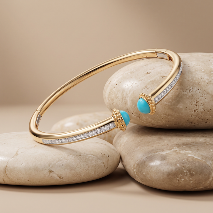 Petal Shine Bangle Bracelet in 14K Yellow Gold