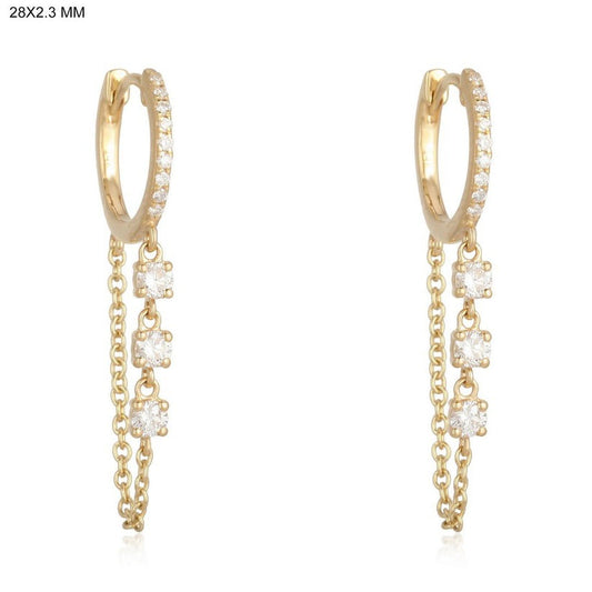Lustre Flow Diamond Dangle Hoop Earrings in 14K Yellow Gold