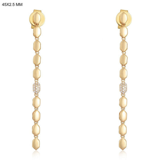 Pave Accent Link Drop Earrings in 14K Yellow Gold