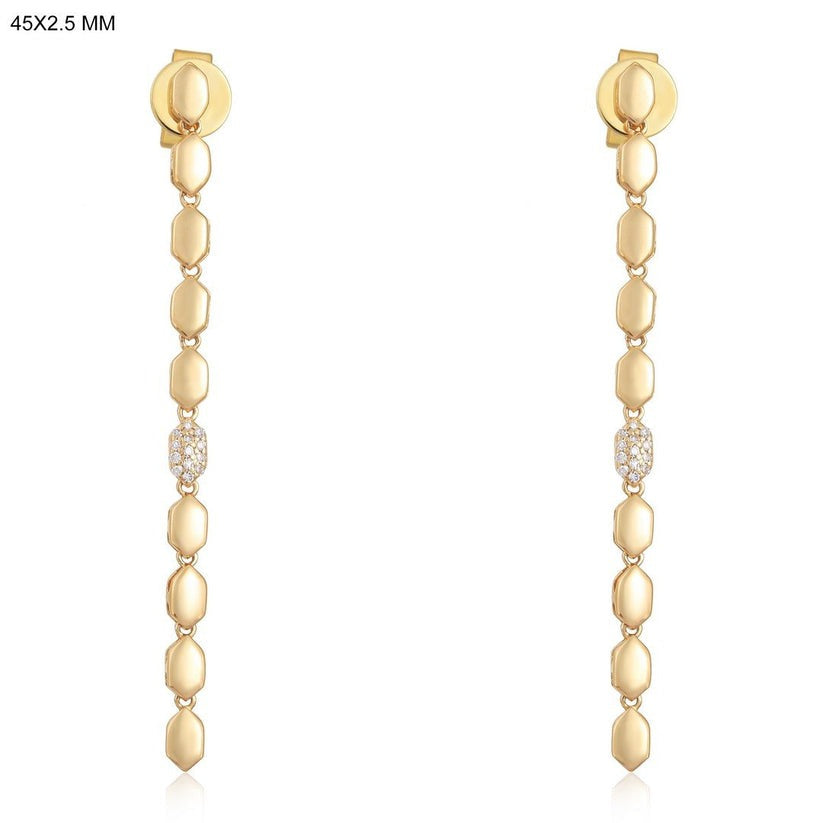 Pave Accent Link Drop Earrings in 14K Yellow Gold