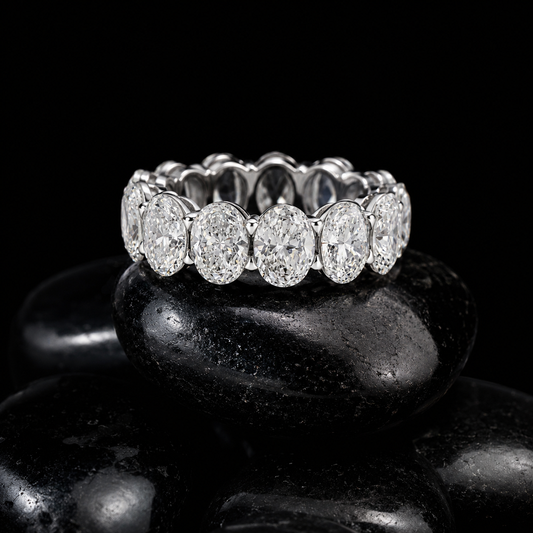 Oval Cut Diamond Eternity Band Ring in White Gold