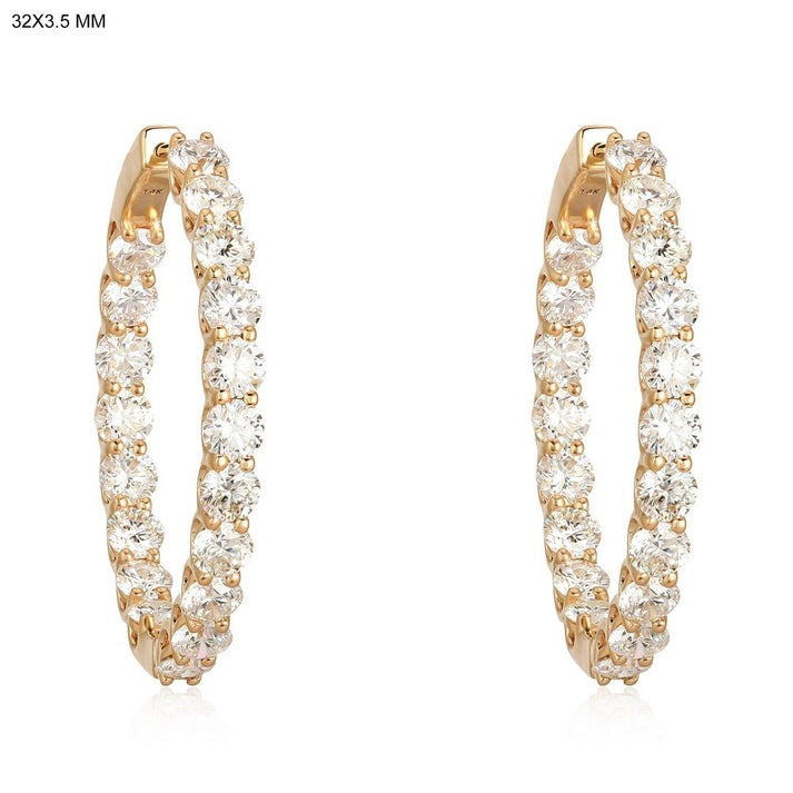 Radiant Loop Diamond Hoop Earrings in 14K Yellow Gold