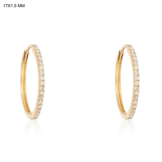 Slim Diamond Hoop Earrings in 14K Yellow Gold