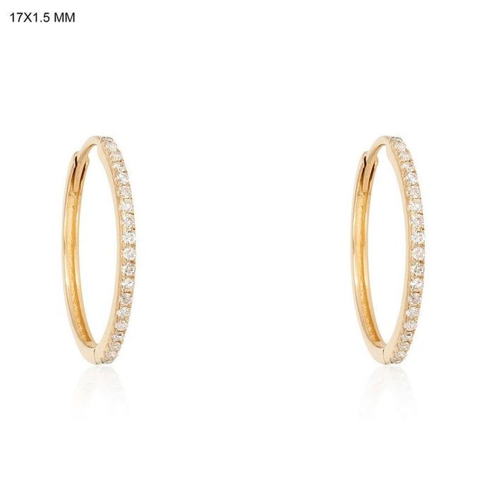 Slim Diamond Hoop Earrings in 14K Yellow Gold