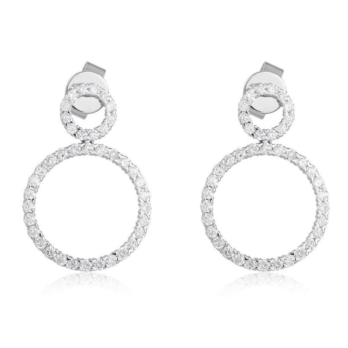 Double Circle Diamond Statement Earrings in 14K Yellow Gold