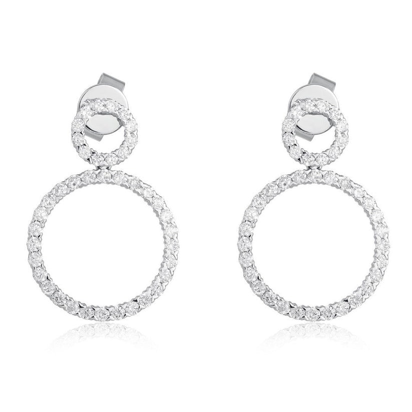 Double Circle Diamond Statement Earrings in 14K Yellow Gold