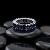 Blue Sapphire Eternity 14K White Gold Band Ring