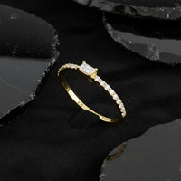 Radiant Grace Emerald Cut Diamond Ring in 14K Yellow Gold