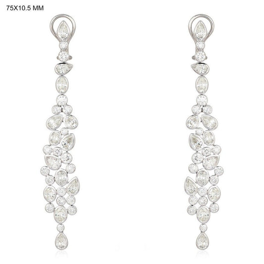 Radiant Diamond 14K White Gold Halo Circle Earrings