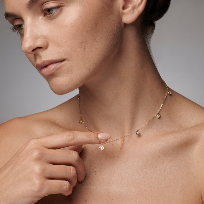 Diamond Luxe Revival Station Necklace in 14K Yellow Gold