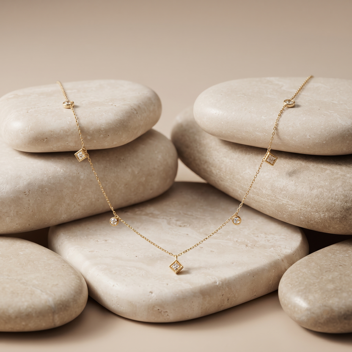 Diamond Luxe Revival Station Necklace in 14K Yellow Gold