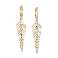 Diamond Spine Drop Statement Earrings in 14K Yellow Gold