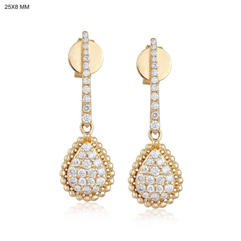 Teardrop Pave Dangle Diamond Earrings in 14K Yellow Gold