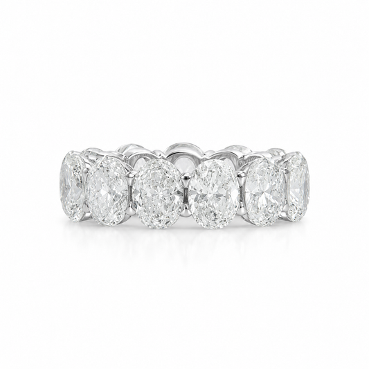 Oval Cut Diamond Eternity Band Ring in White Gold