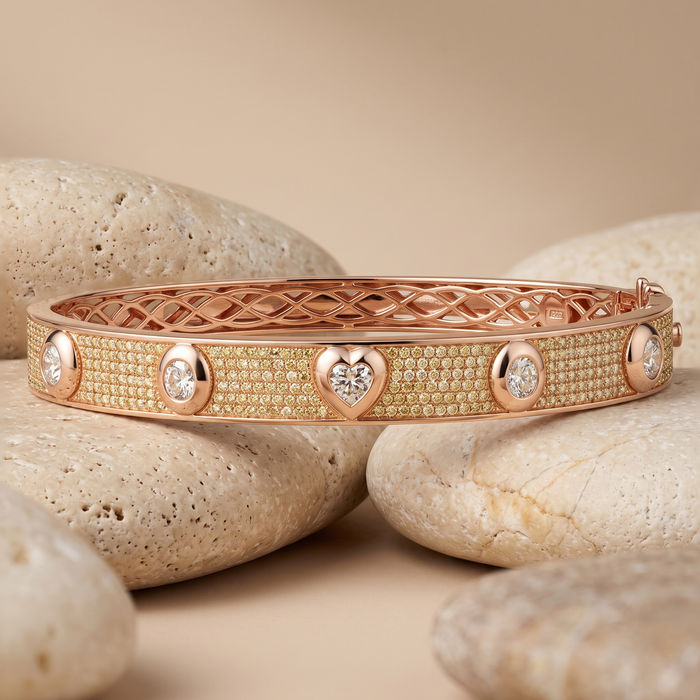 Diamond Thread Bangle Bracelet in 14K Yellow Gold