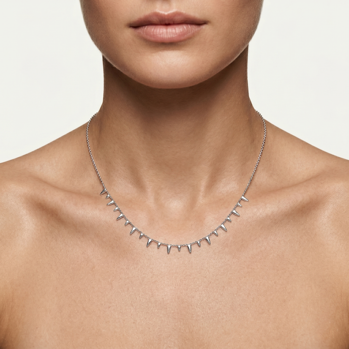 Gleam Diamond Station Necklace in 14K White Gold