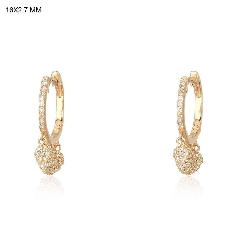 Radiant Diamond Tear Charms Drop Earrings in 14K Yellow Gold