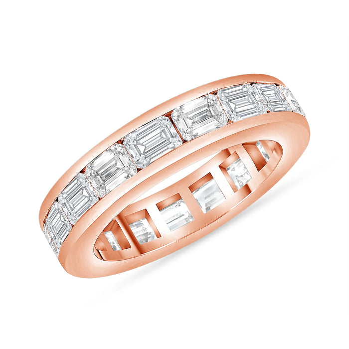 Channel Set Emerald Cut Diamond Band Ring in 14K Yellow Gold