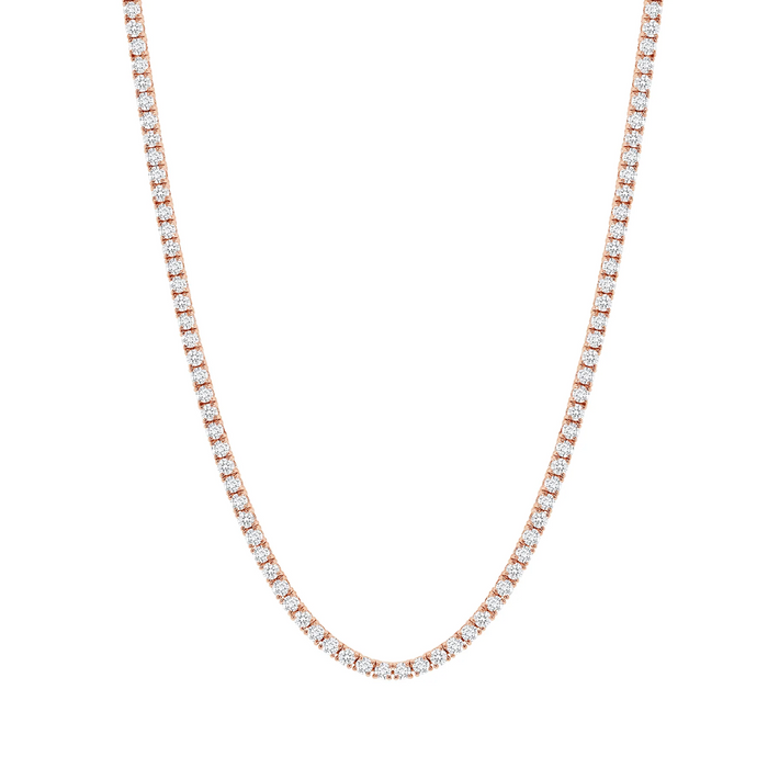 Carat Round Diamond 15K Gold Tennis Necklace