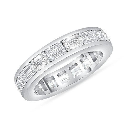 Channel Set Emerald Cut Diamond Band Ring in 14K Yellow Gold