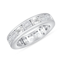 Channel Set Emerald Cut Diamond Band Ring in 14K Yellow Gold