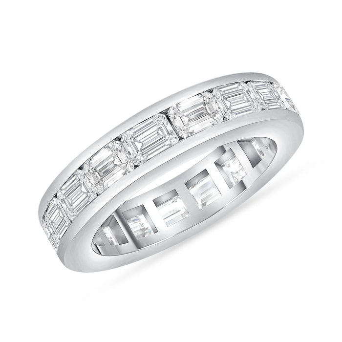 Channel Set Emerald Cut Diamond Band Ring in 14K Yellow Gold
