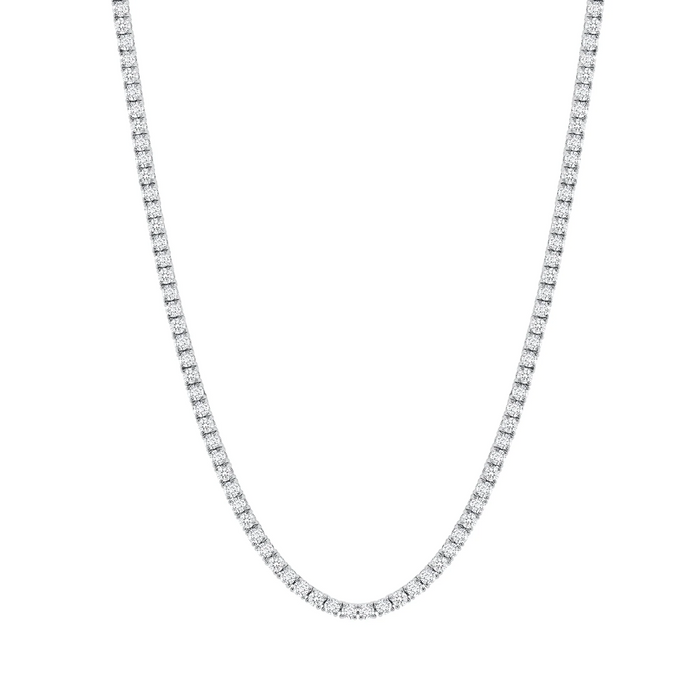 Carat Round Diamond 15K Gold Tennis Necklace
