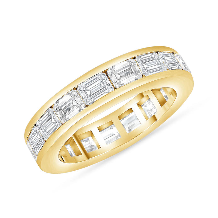 Channel Set Emerald Cut Diamond Band Ring in 14K Yellow Gold
