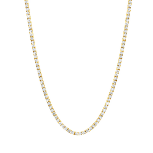 Carat Round Diamond 15K Gold Tennis Necklace