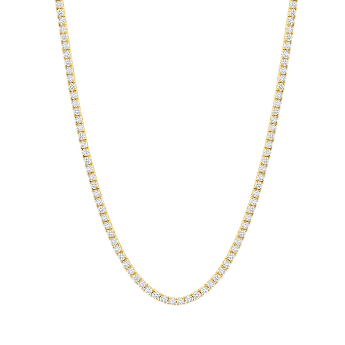 Carat Round Diamond 15K Gold Tennis Necklace