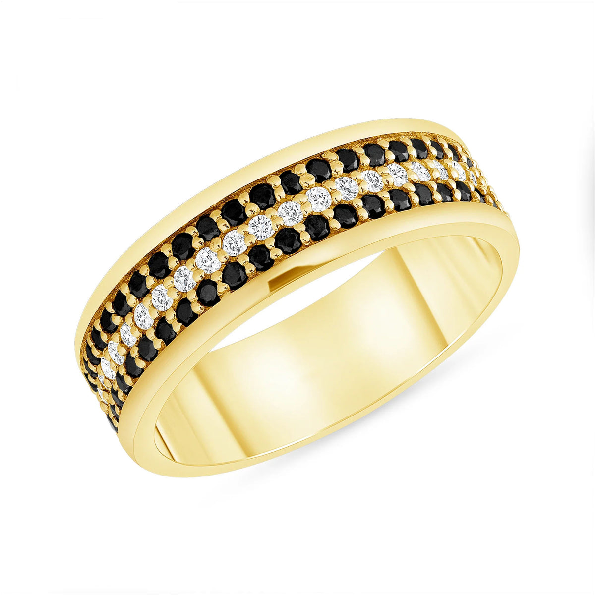 Round Cut Black Diamond Eternity Band Ring in 14K Gold