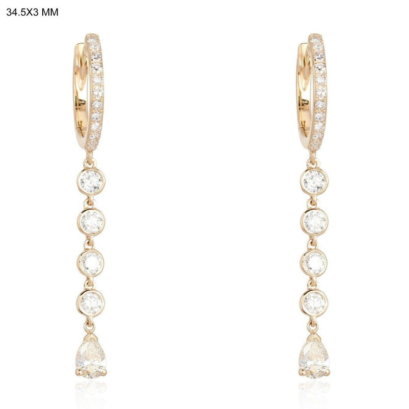Diamond Light Radiant Drop Earrings in 14K Yellow Gold